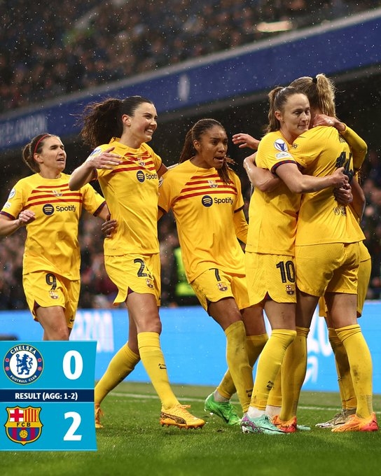 女足欧冠-巴萨女足2-0逆转10人切尔西女足 连续四年进决赛